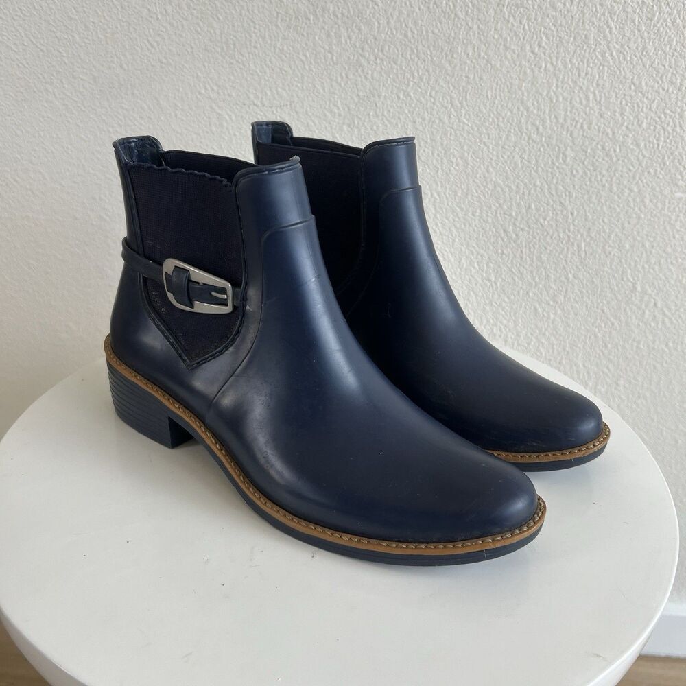 Bernardo Pansie Rain Bootie Ankle Womens 8‎ Navy Blue Outdoor Garden